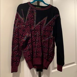 Vintage Metallic Geometric Sweater